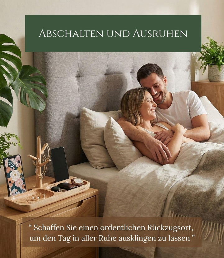 Schlüsselschale und Taschenleerer Holz mit 2 Fächern für Münzen, Uhren... Schlüsselkorb - Handyhalte