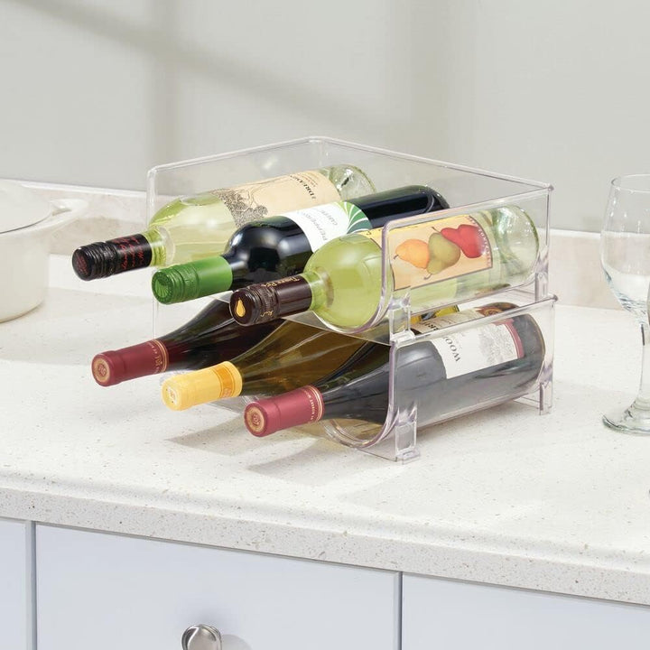 mDesign 2er-Set Flaschenregal – stapelbare Aufbewahrung für Wasserflaschen bzw. Trinkflaschen – idea