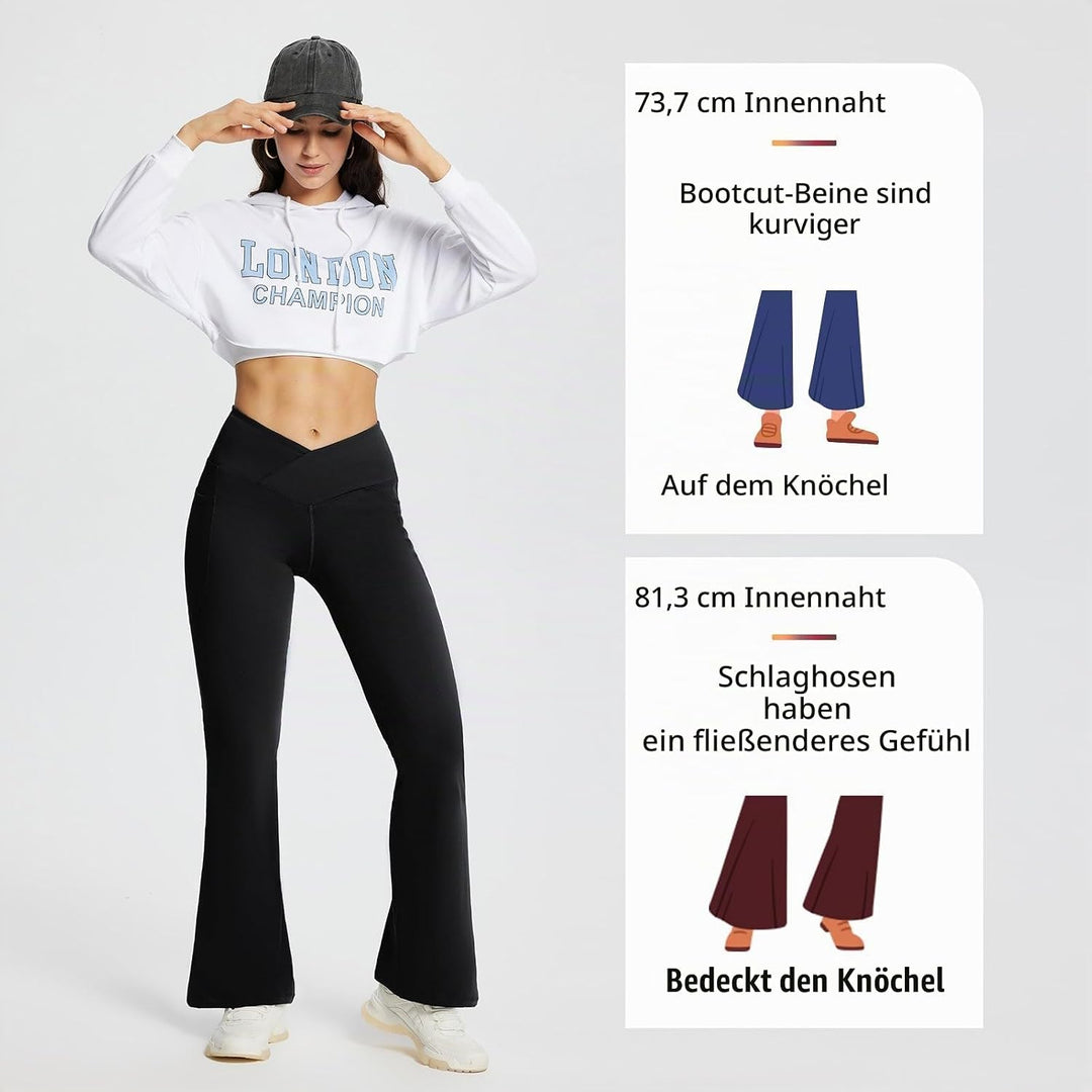 BALEAF Damen Yoga Hose mit Taschen High Waisted Flare Leggings Casual Workout Weite Beinhose S Aa-sc