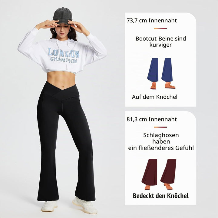 BALEAF Damen Yoga Hose mit Taschen High Waisted Flare Leggings Casual Workout Weite Beinhose S Aa-sc