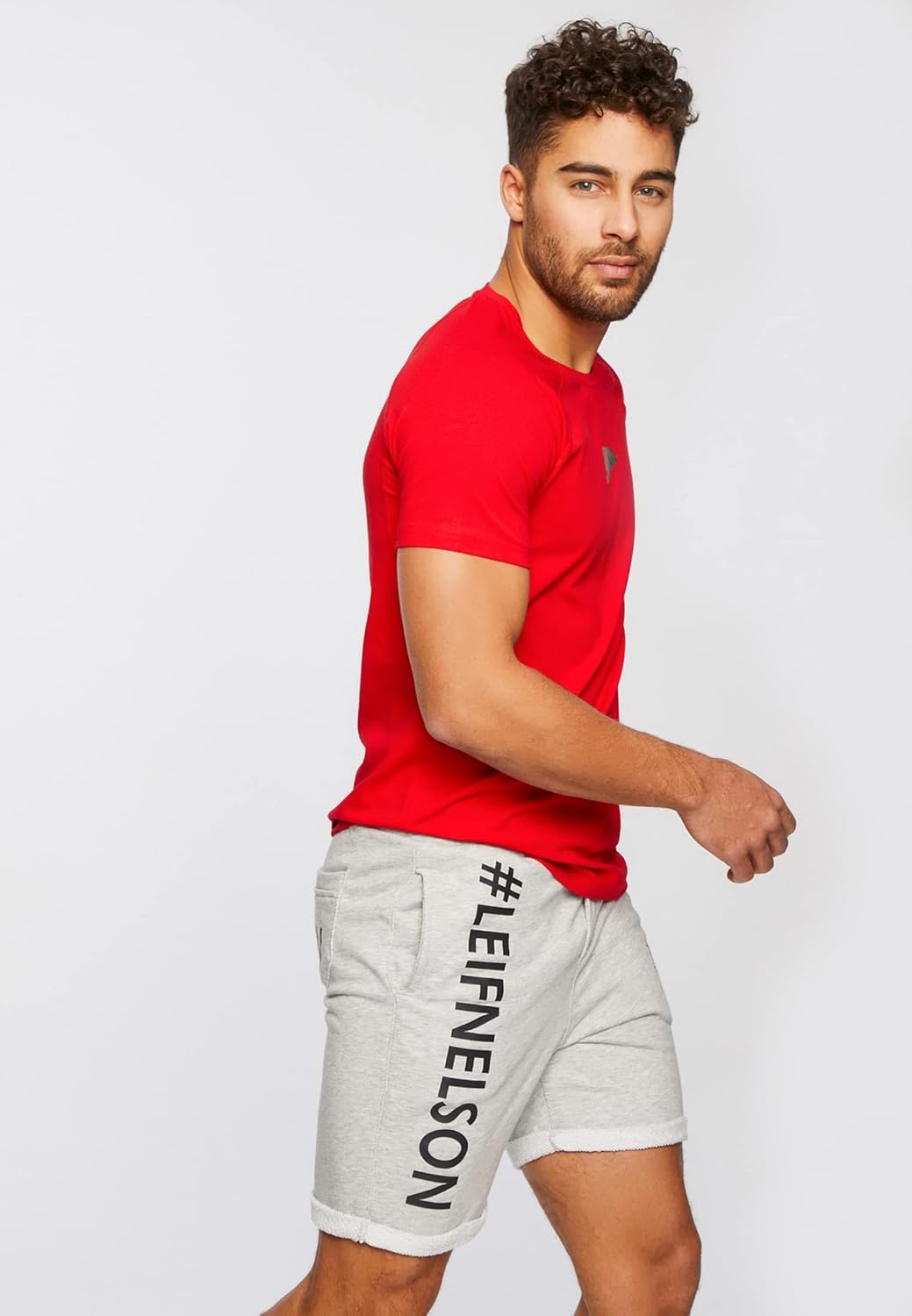 Leif Nelson Gym Herren Fitness T-Shirt Slim Fit Moderner Männer Bodybuilder Trainingsshirt Kurzarm T