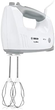 Bosch Handrührer ErgoMixx MFQ36470, 2 Rührbesen, 2 Edelstahl-Knethaken, Edelstahl-Mixfuss, Mixbecher