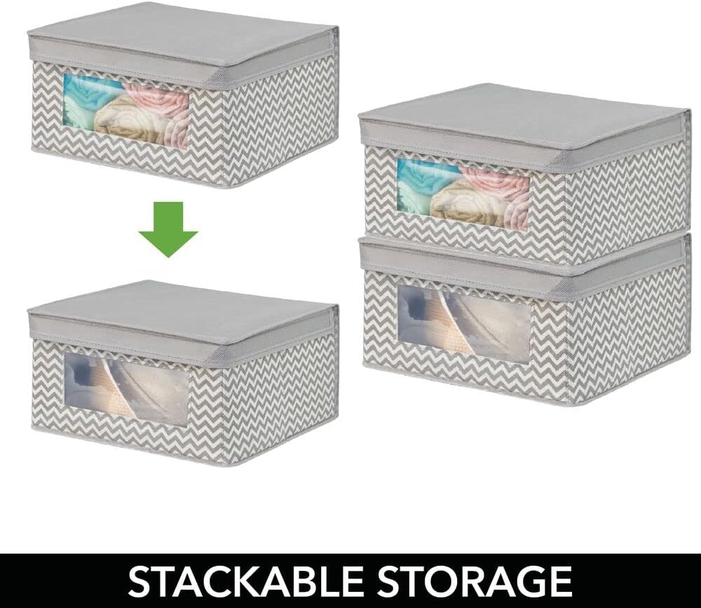 mDesign 6er-Set stapelbare Stoffbox mit Deckel für Kleidung usw. – mittelgrosse Aufbewahrungskiste m