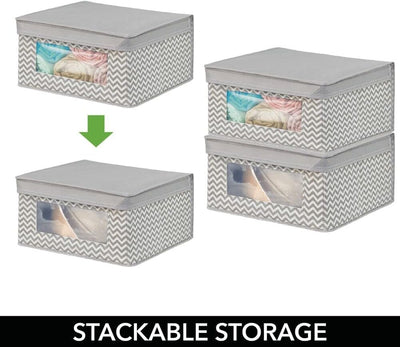 mDesign 6er-Set stapelbare Stoffbox mit Deckel für Kleidung usw. – mittelgrosse Aufbewahrungskiste m