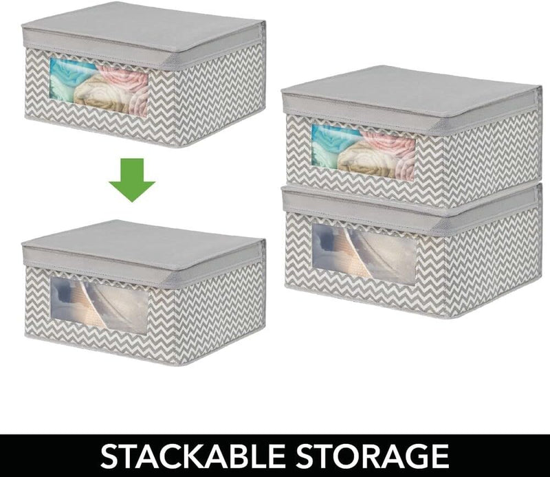 mDesign 6er-Set stapelbare Stoffbox mit Deckel für Kleidung usw. – mittelgrosse Aufbewahrungskiste m