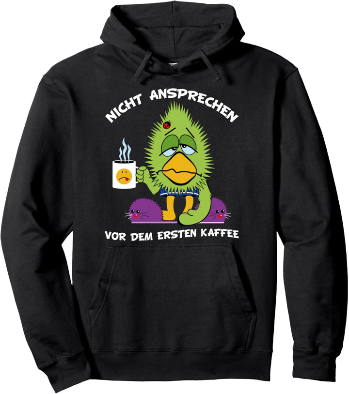 Lustiger Vogel mit Kaffee - Langschläfer Morgenmuffel Spruch Pullover Hoodie