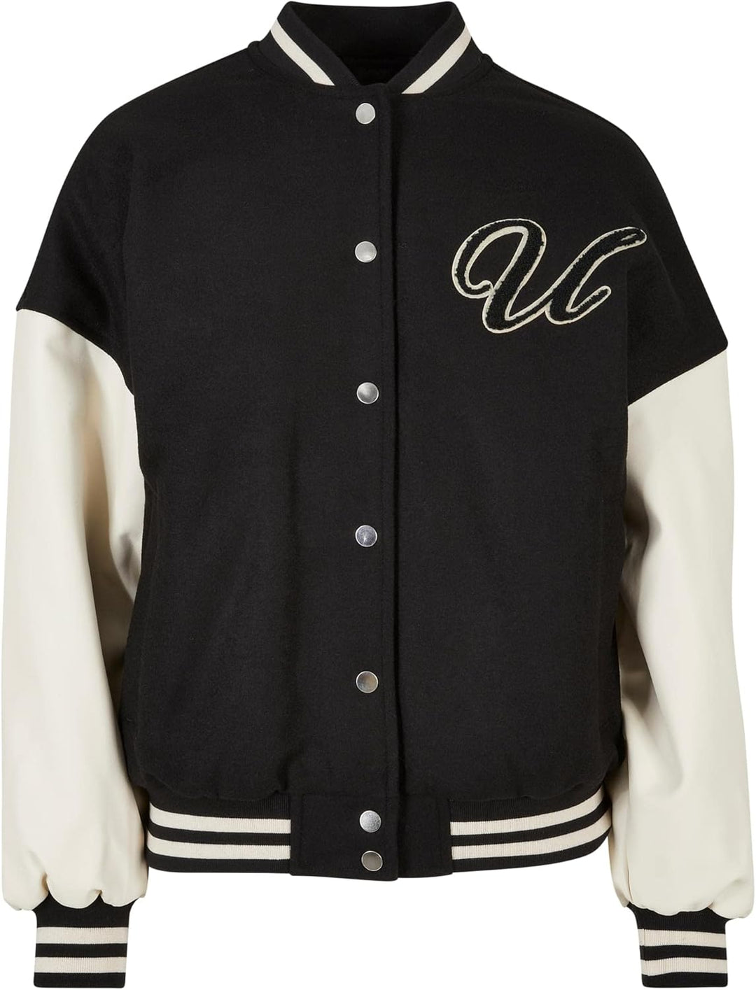 Urban Classics Damen Ladies Oversized Big U College Jacket Jacke S Black/Palewhite, S Black/Palewhit