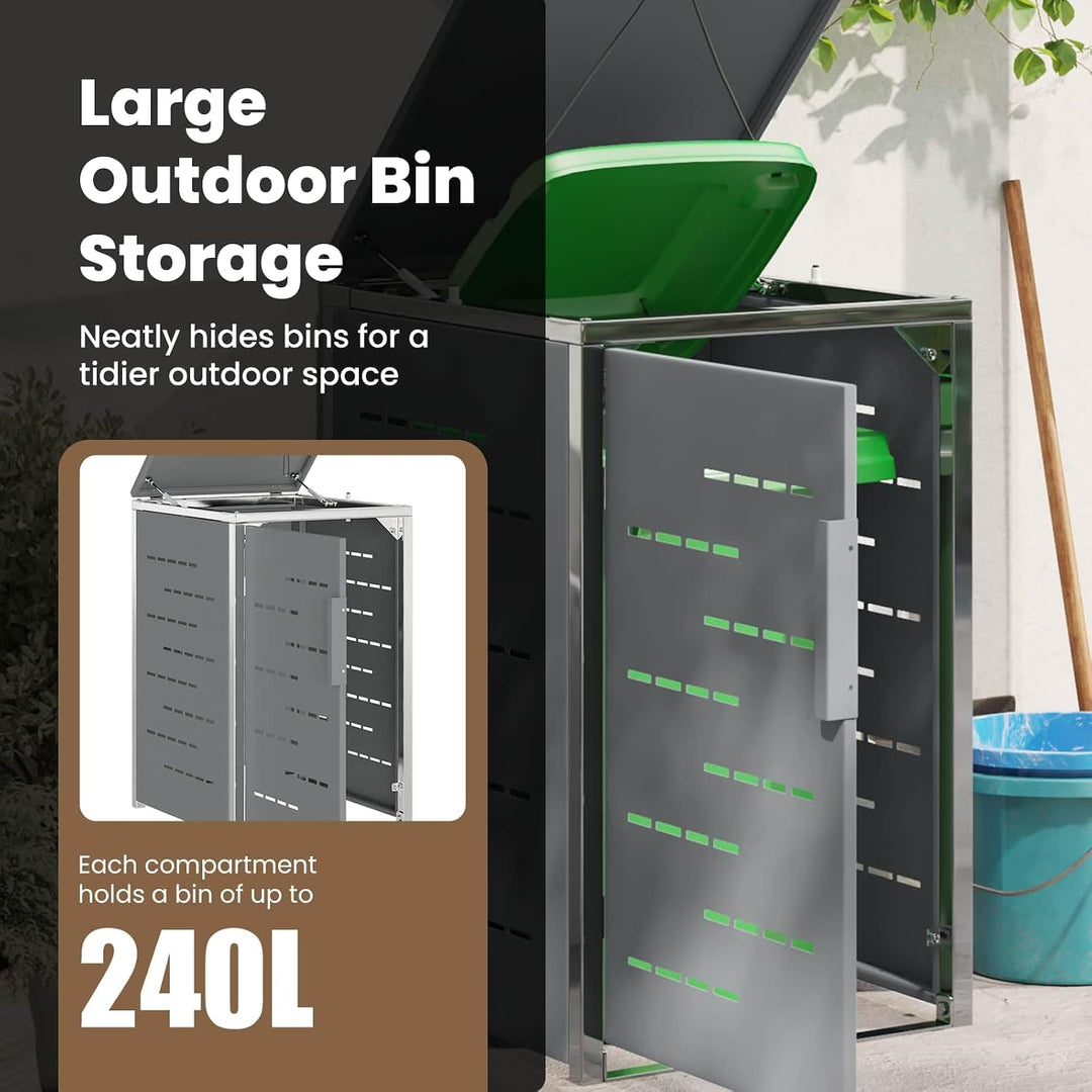 vidaXL Mülltonnenbox für 1 Behälter 240L Grau, Grau