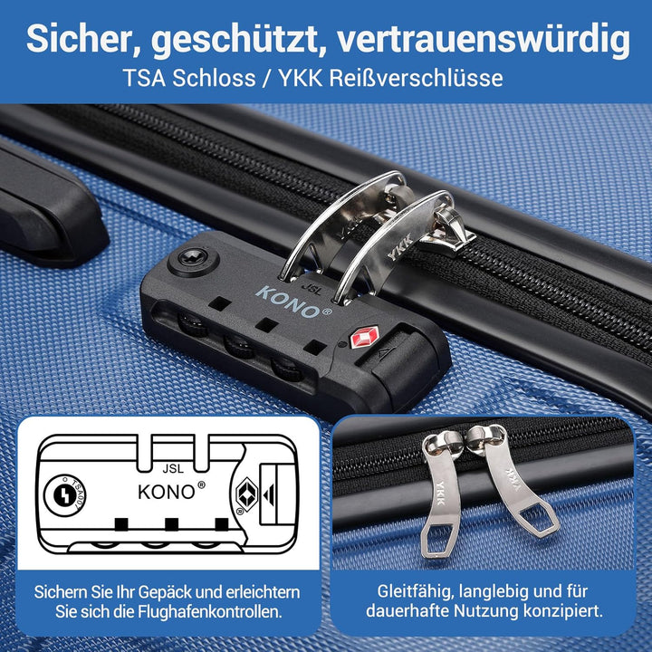 KONO Koffer Trolley Reisekoffer M (55cm) Dunkelblau, M (55cm) Dunkelblau