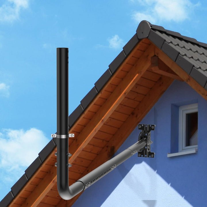 Verstellbare Antennen-Wandhalterung mit 90-Grad-Ellenbogen, Verlängerungsrohr und Befestigungsmutter