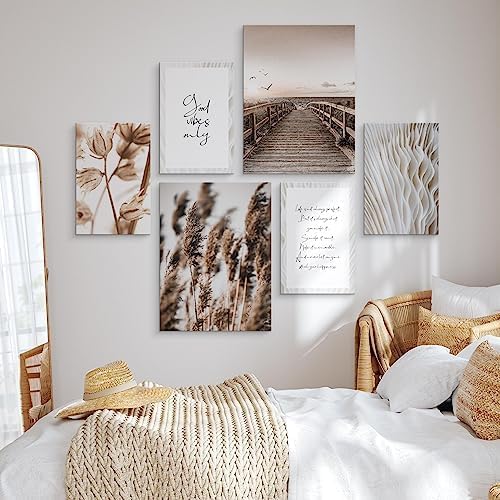 Muralo - Wandbilder Set - Leinwand Bilder Set Aufhängefertig in Boho Stil - das Leinwandbilder Set -