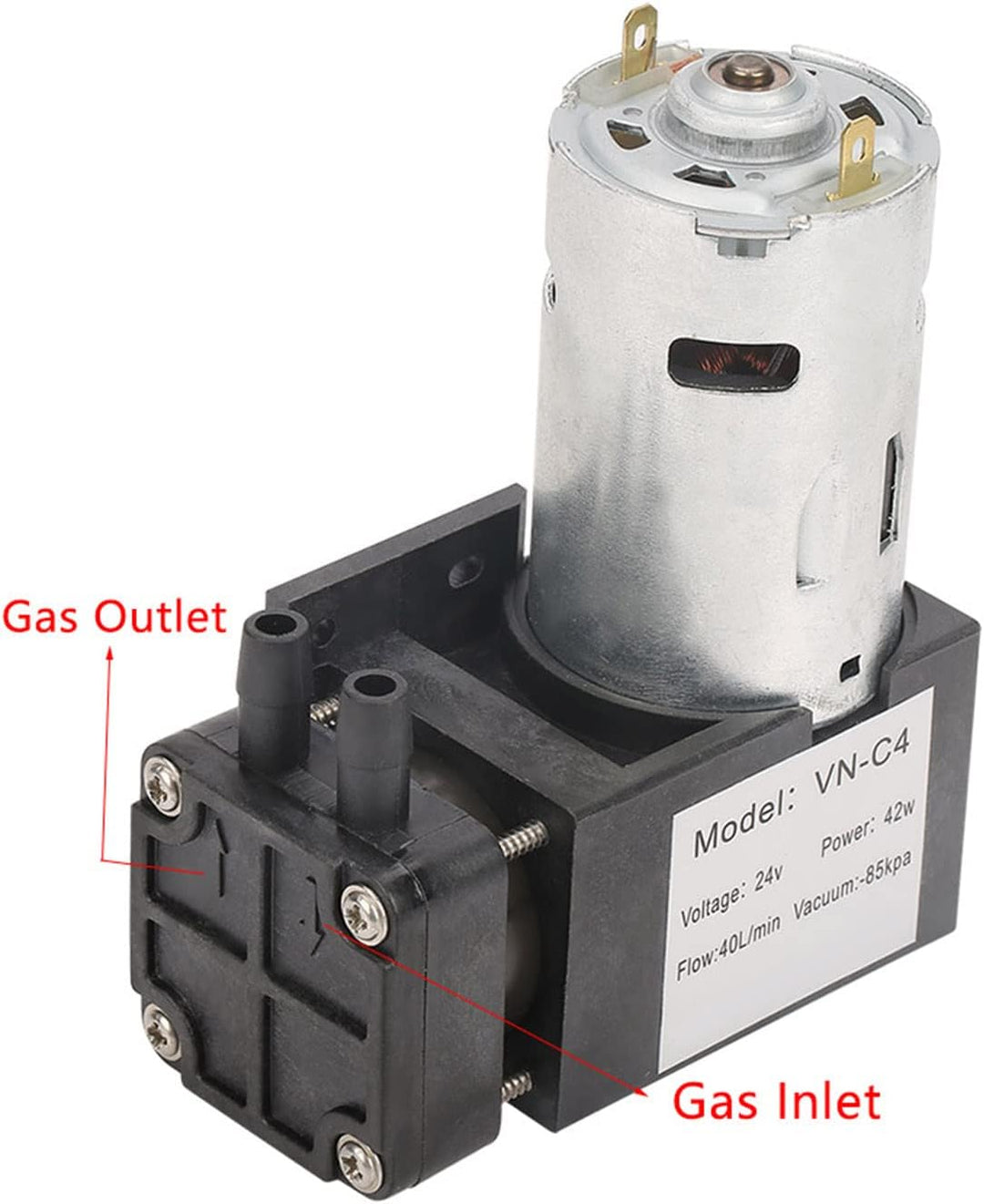 DC24V 40L / min Minivakuumpumpe, kleine ölfreie Vakuumpumpe -85KPa Durchfluss 40L / min für Gasluft