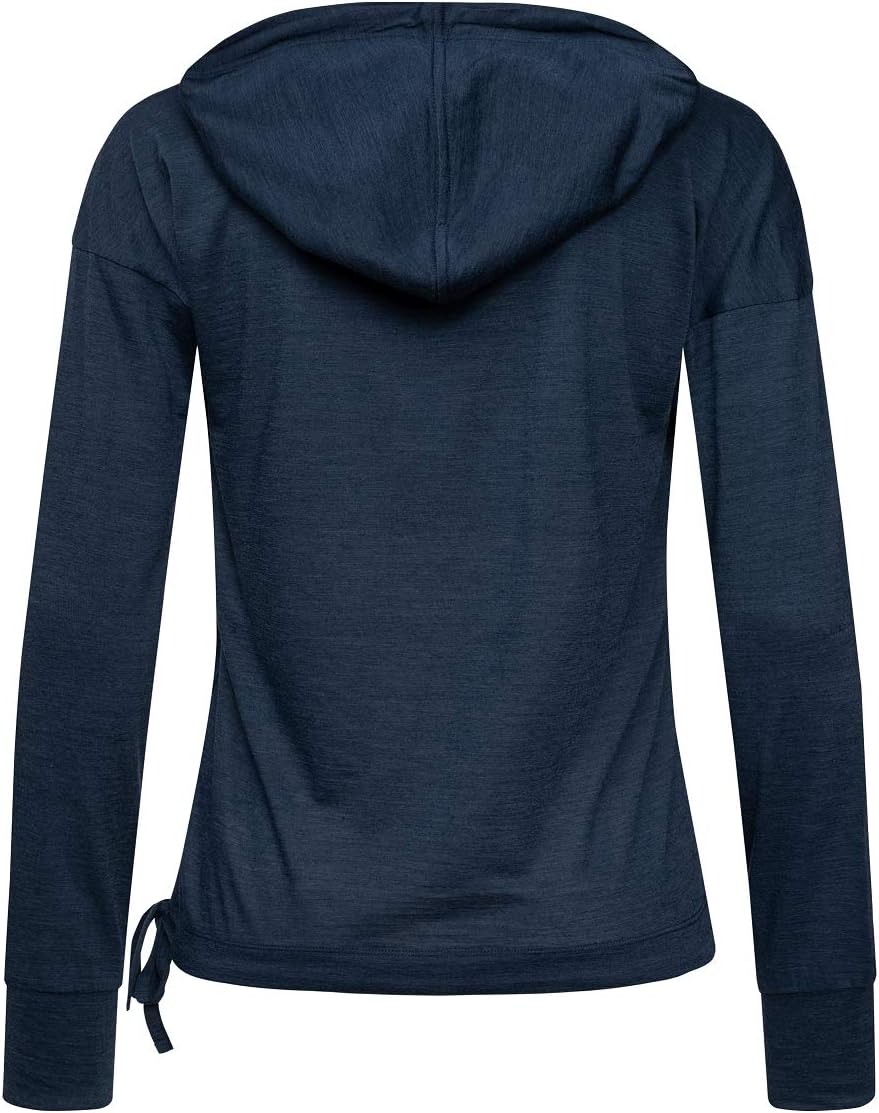 super.natural Damen Kapuzenpullover, Mit Merinowolle, W FUNNEL HOODIE Dunkelblau Meliert XS, Dunkelb