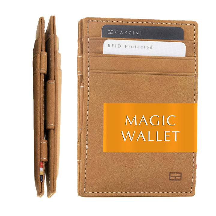 GARZINI Magic Wallet, RFID Geldbeutel für Herren aus echtem Leder mit Platz für 10 Karten, Mini Geld