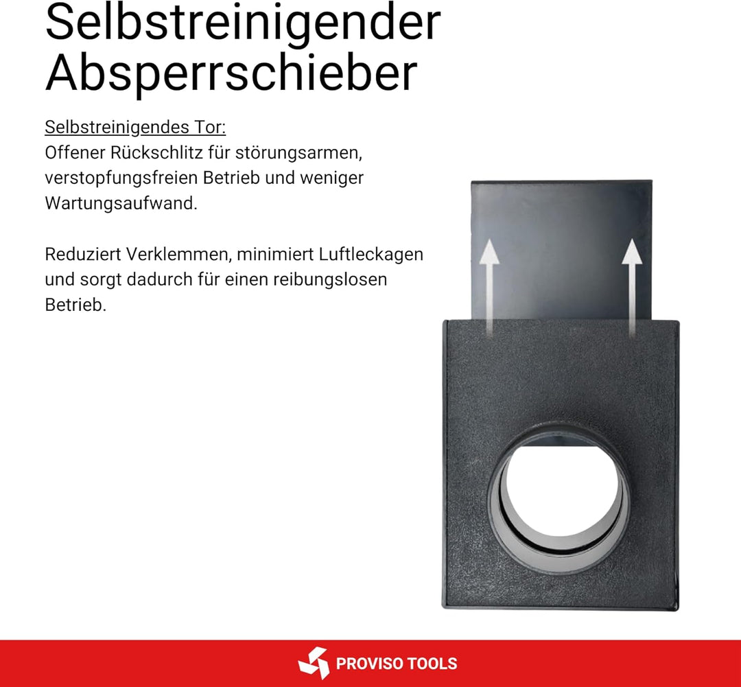 Absperrschieber 102mm/ 4" für Absauganlage – selbstreinigender Blast Gate Schieber aus robustem ABS-