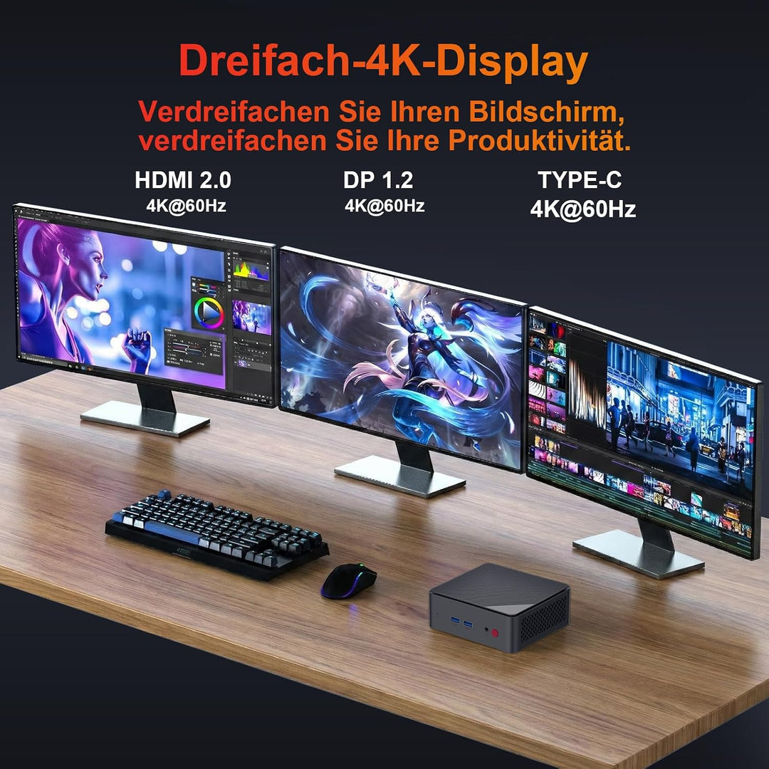 AWOW Mini PC Windows 11 Pro Intel Gen12 N100 Quad Core 3.40GHz, 16GB DDR5 4800MHz 512GB M.2 SSD Wind