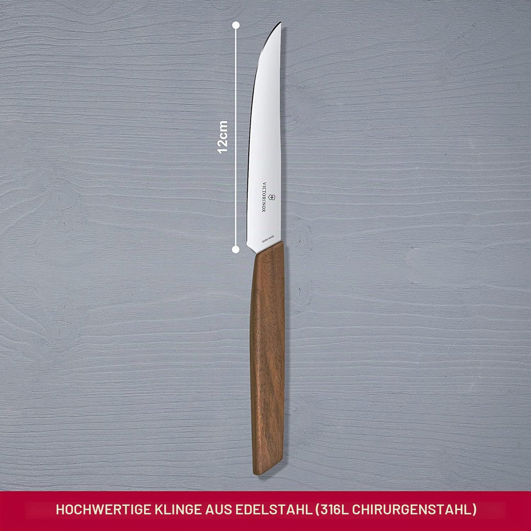 Victorinox, Swiss Modern, Profi Steakmesser-Set, 2-teilig, Extra Scharfe Klinge, gerader Schliff, 12