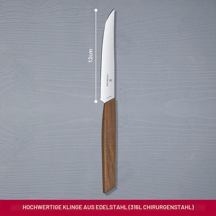 Victorinox, Swiss Modern, Profi Steakmesser-Set, 2-teilig, Extra Scharfe Klinge, gerader Schliff, 12