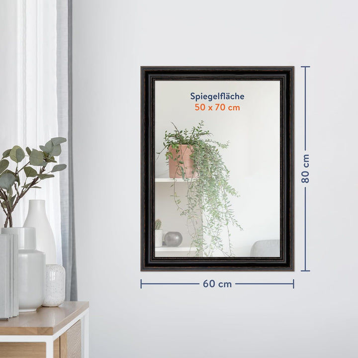 WANDStyle Spiegel Barock und Antik I Aussenmass: 60x80cm I Farbe: Schwarz I schwarzer Wandspiegel au