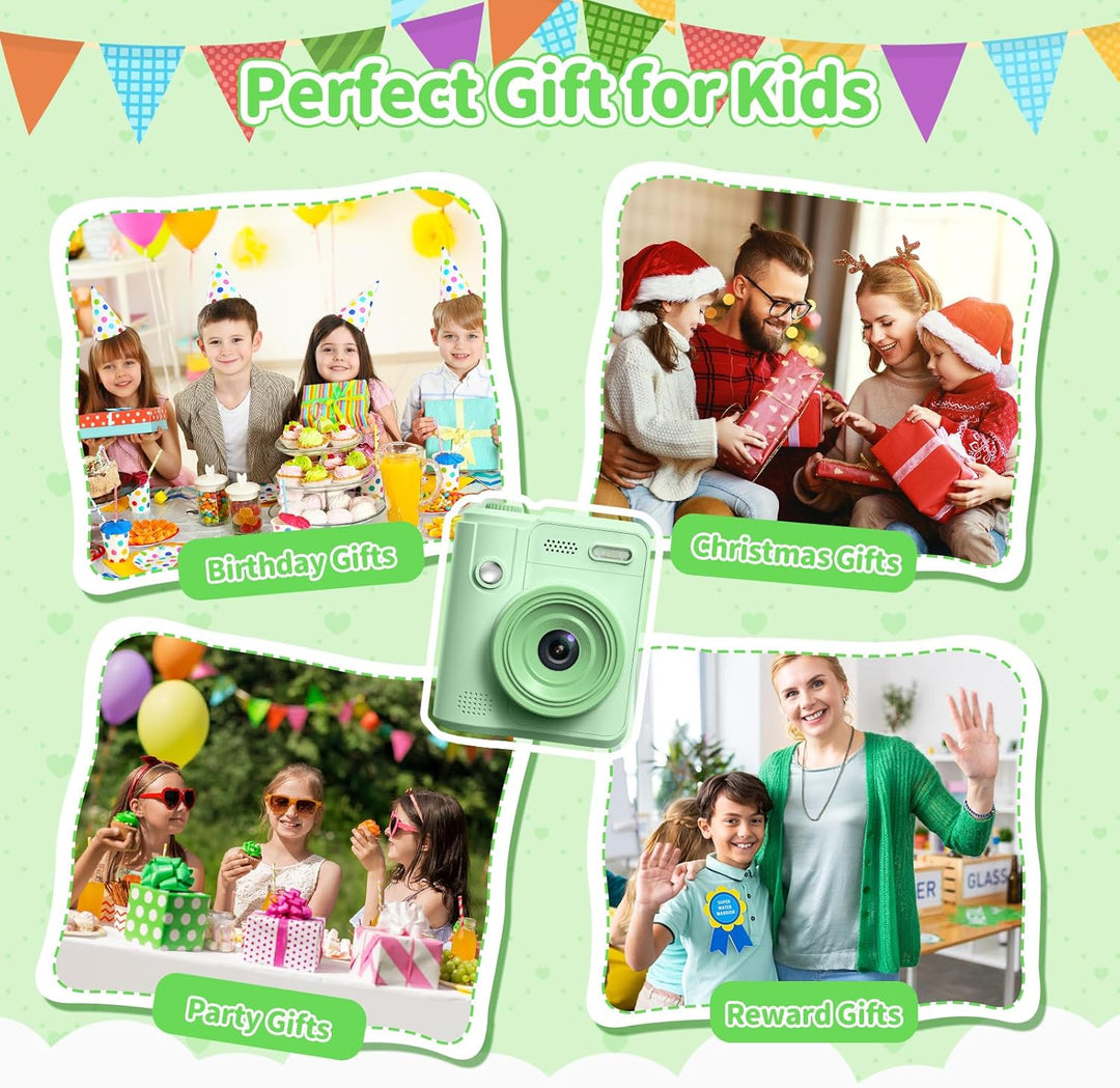 Gofunly Sofortbildkamera Kinder, 1080P HD Kinderkamera Sofortbildkamera mit 32GB Karte & DruckerPapi