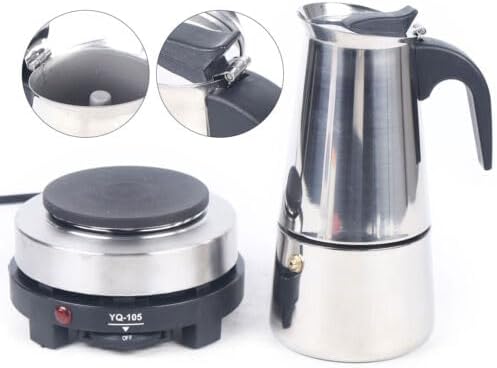 Espressokocher, Edelstahl Espressokännchen 6 Tassen 300ml Espressokanne Elektrische Kaffeekanne mit