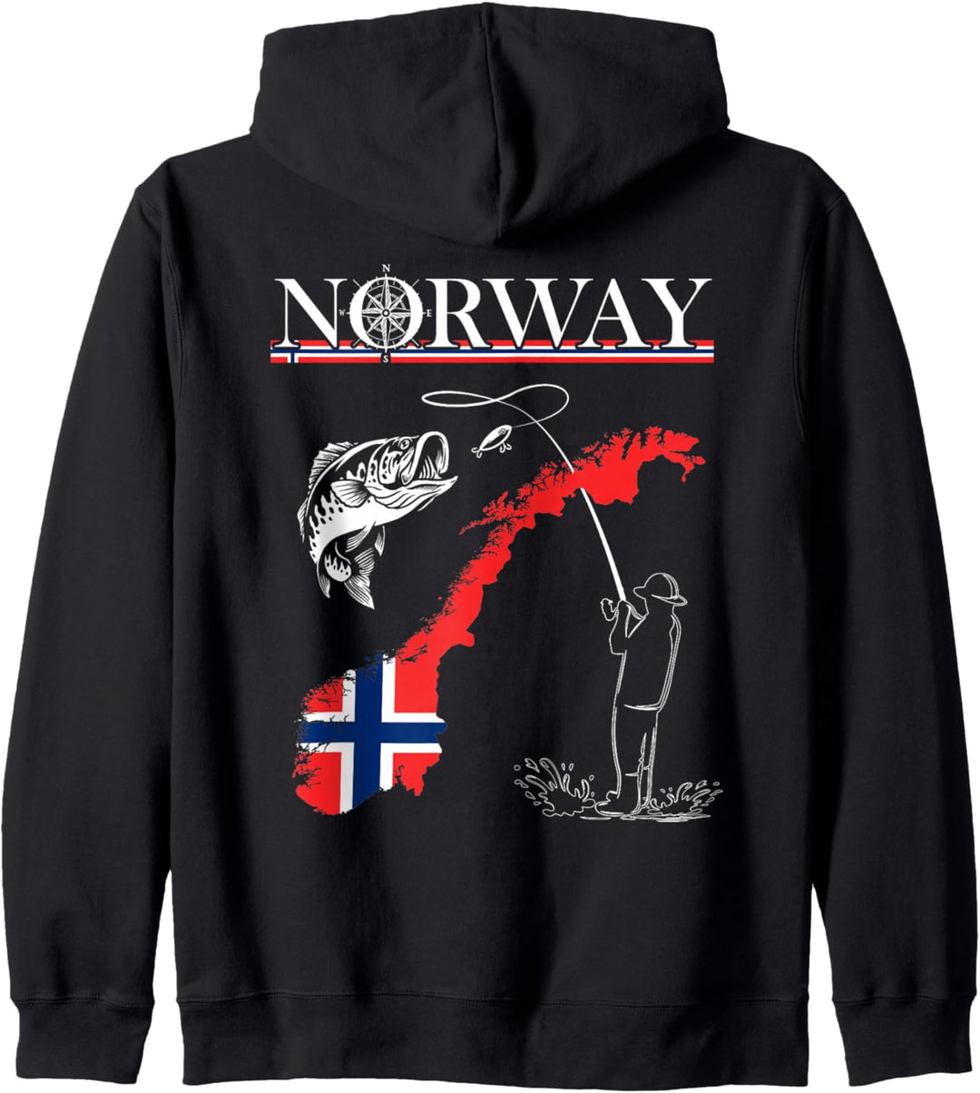 Norwegen Fishing Team - Angeltour Norwegen Norwegen Flagge Kapuzenjacke