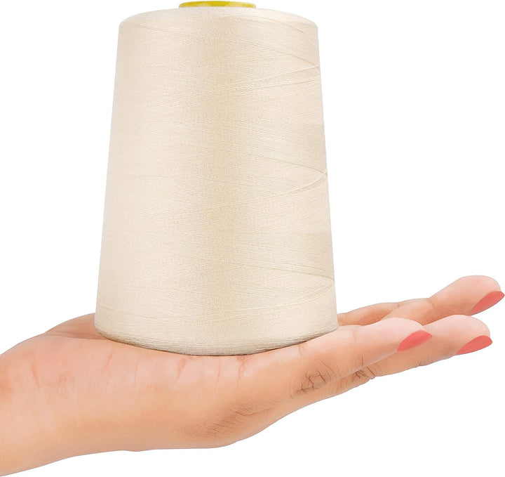 Curtzy Nähgarn Set Polyester Nähgarn Nähmaschine in Beige (4 Stk) – 11cm Garn für Nähmaschine Faden