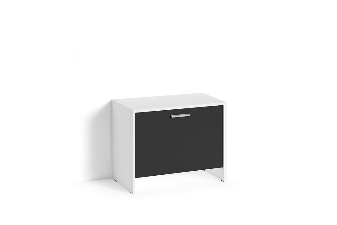 byLIVING Sitzbank Ben/Schuhschrank in matt weiss/Front schwarz/kleine Flur-Kommode mit Klappe und Ei