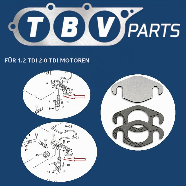 TBVPARTS Kit Ringmutter Ventil AGR 03L131512BB 03L131527AX Kompatibel Für Cffa Motor 2.0 Tdi A3 Shar