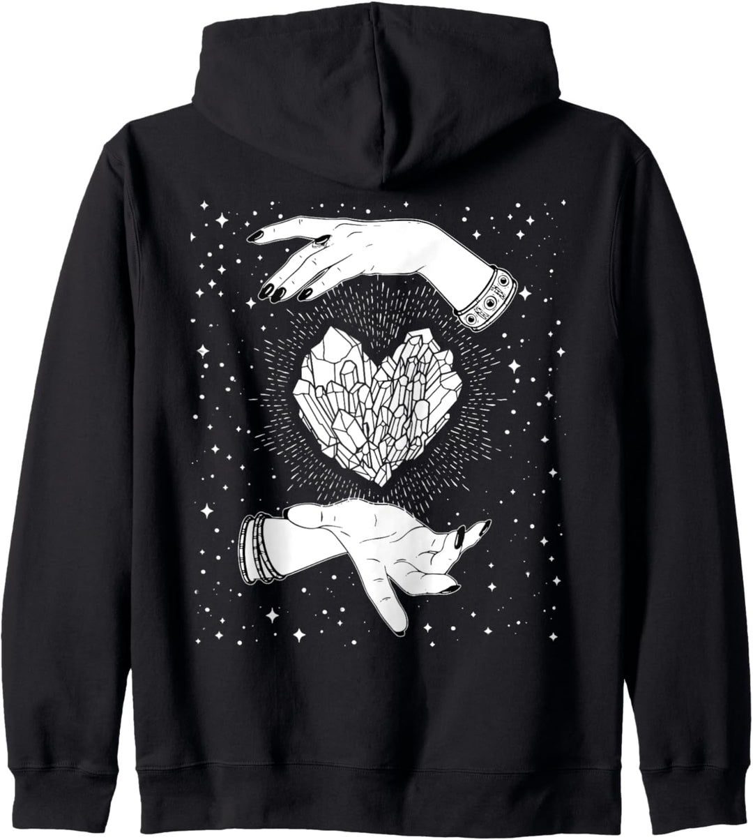 Retro Valentinstag Witchy Kristallherz Hexenhände Sternen Kapuzenjacke