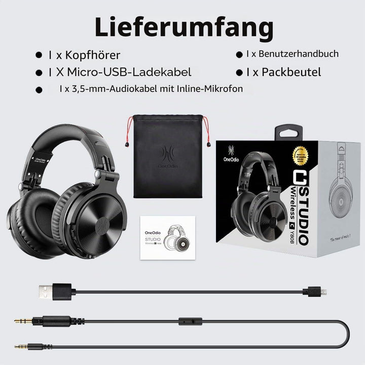 Oneodio Kabellos & Verdrahtet Bass Stereo Ohr-Kopfhörer Hi-Fi Klang Bluetooth Faltbare,30 Stunden Sp