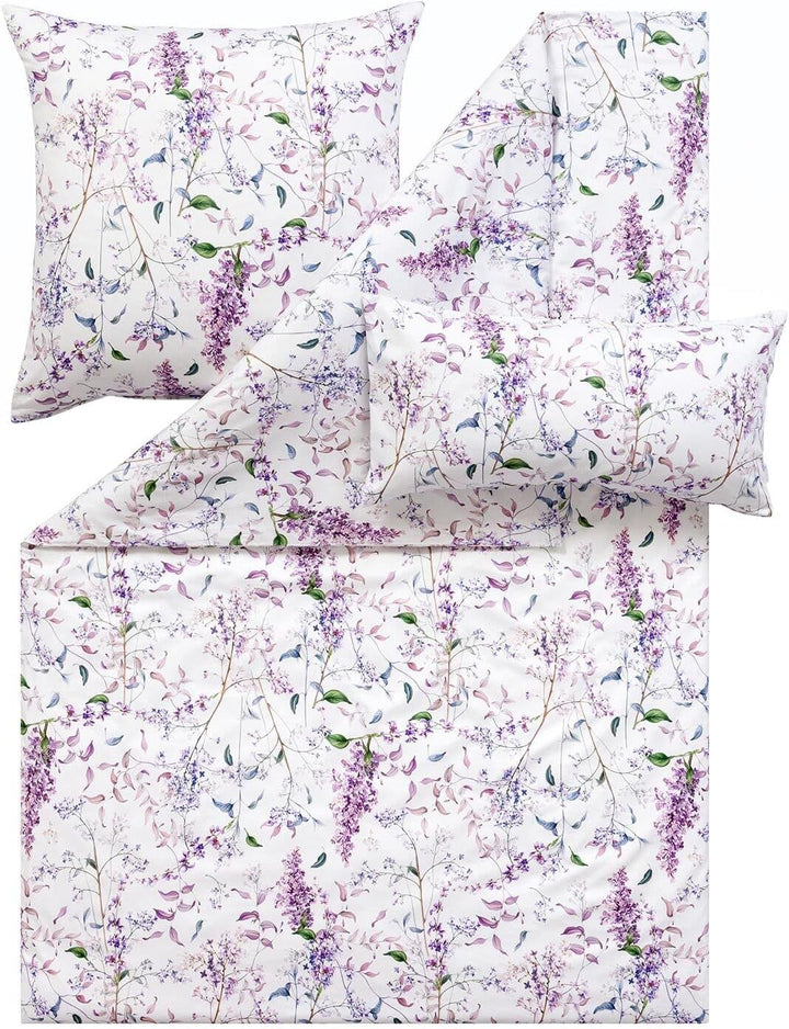 ESTELLA Atelier Mako-Satin Bettwäsche Sybille Farbe Lilac Grösse 135x200 + 80x80 + 40x80
