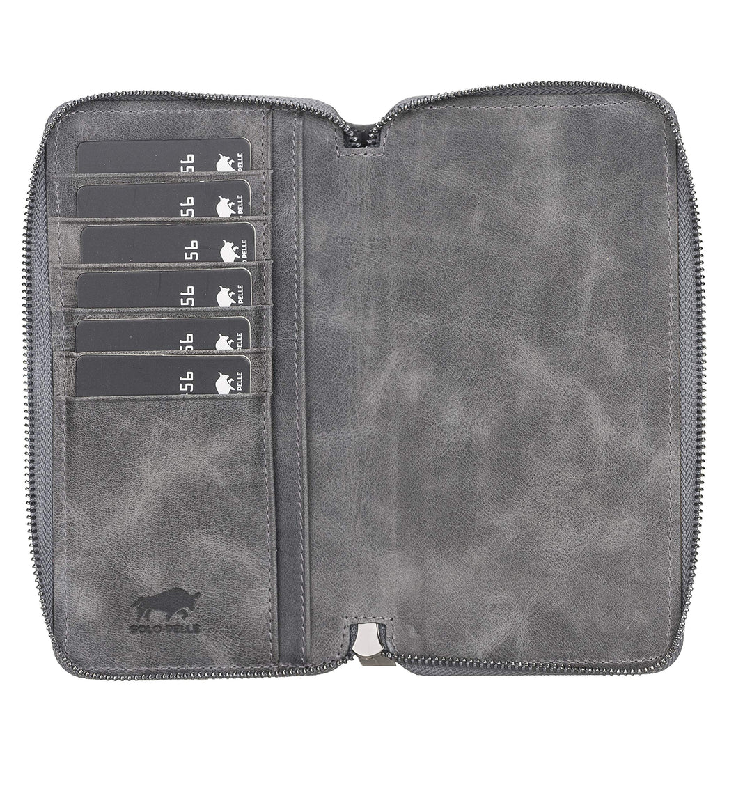 Solo Pelle Ledergeldbörse mit Scheinfach und Münzfach für Diverse Mobilgeräte wie z.B. Apple/Samsung