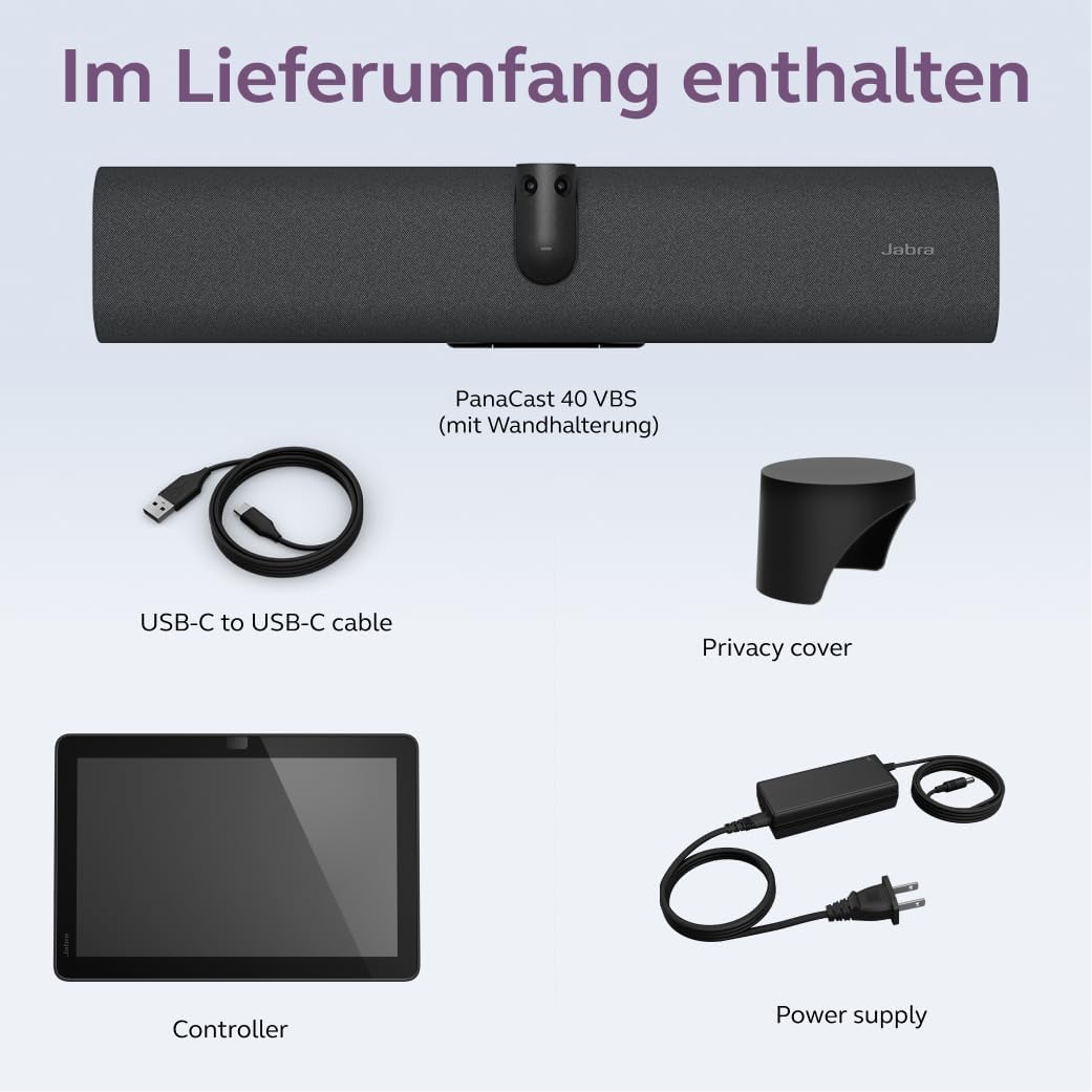 Jabra PanaCast 40 Video Bar System (VBS) Android-Videoleiste und Touch-Controller für kleine Besprec