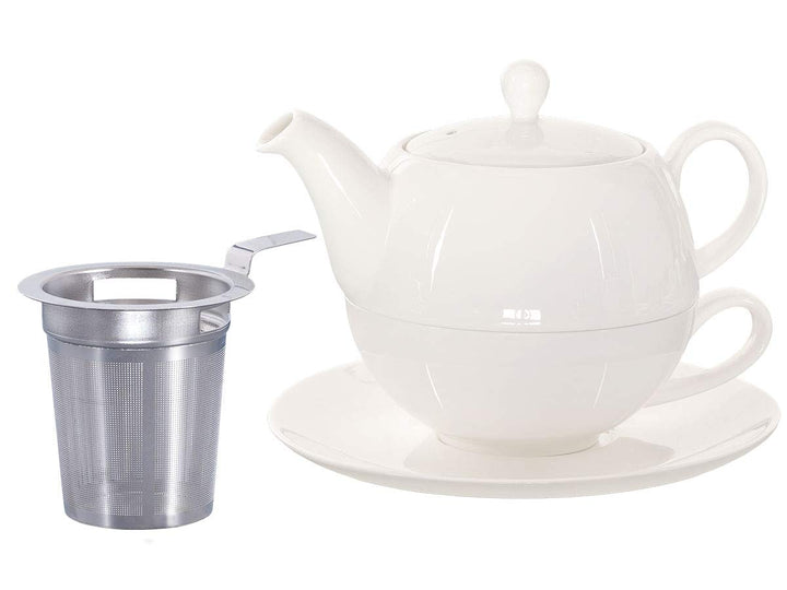 tea4chill Buchensee Tea for One mit Sieb Lena 500ml aus Crystal Bone China Porzellan in fein-cremige
