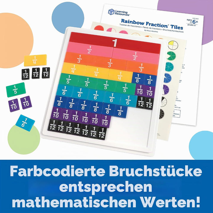 Learning Resources Rainbow Fraction Tiles with Tray 10 x 12.8 x 1.3 inches