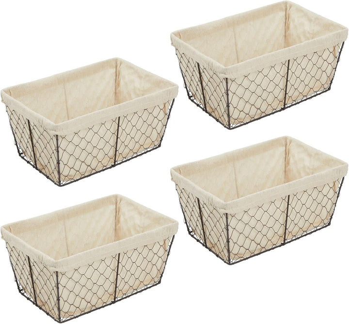 mDesign 4er-Set Aufbewahrungskörbe aus Metall – grosser Drahtkorb mit Stoffeinlage – Aufbewahrungssy