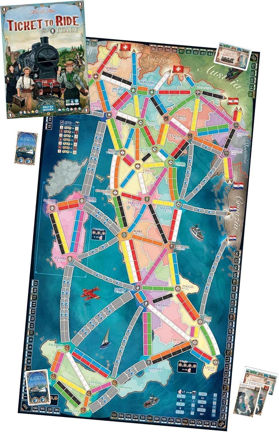 Asmodee | Days of Wonder | Zug um Zug – Japan + Italien | Map-Erweiterung | Familienspiel | Brettspi