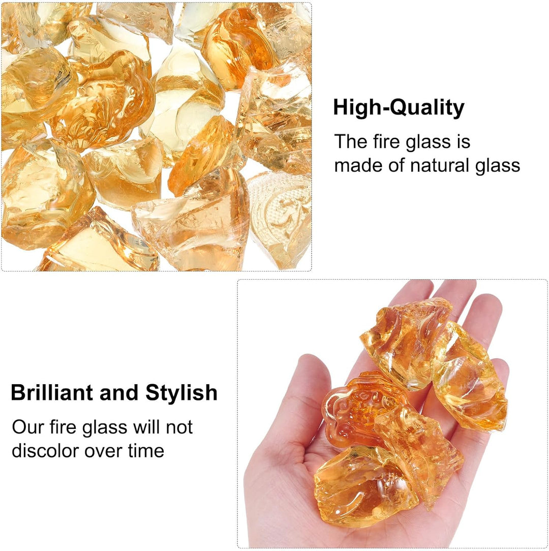 QUARKZMAN Feuer Glas für Feuerstelle 2-3cm(1/9") Hochglänzende Reflektierende Glas Steine für Natürl
