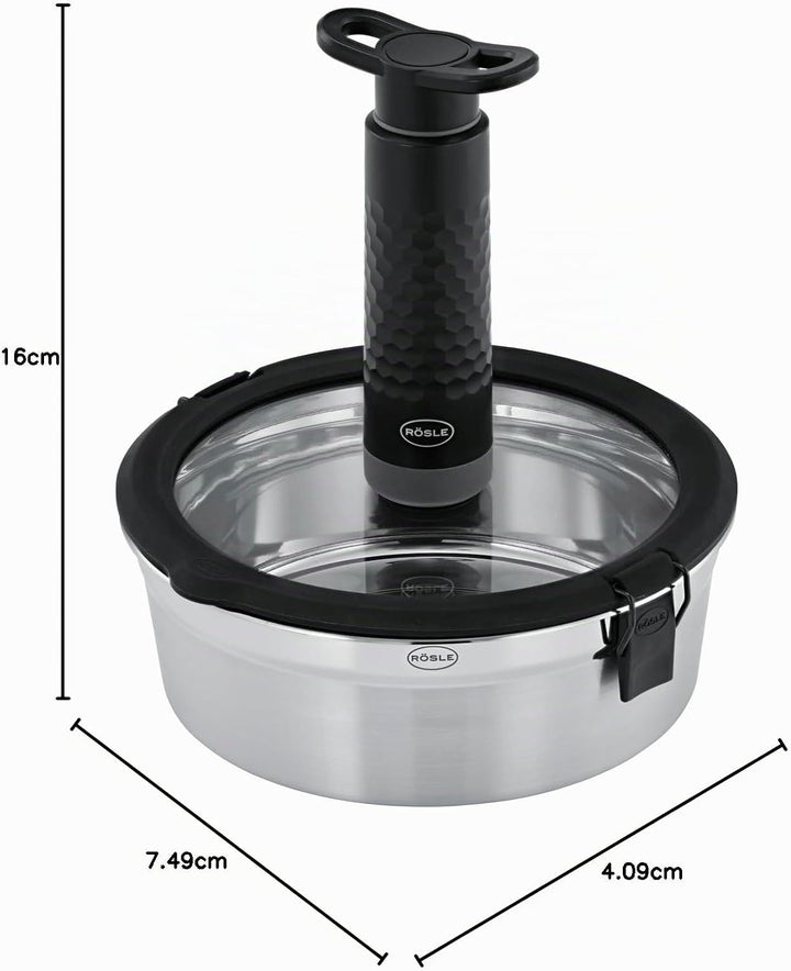 RÖSLE Hand-Vakuumpumpe FLEXX 2GO, mit wenigen Handgriffen Vakkum erzeugen, schwarz manuell (manual),