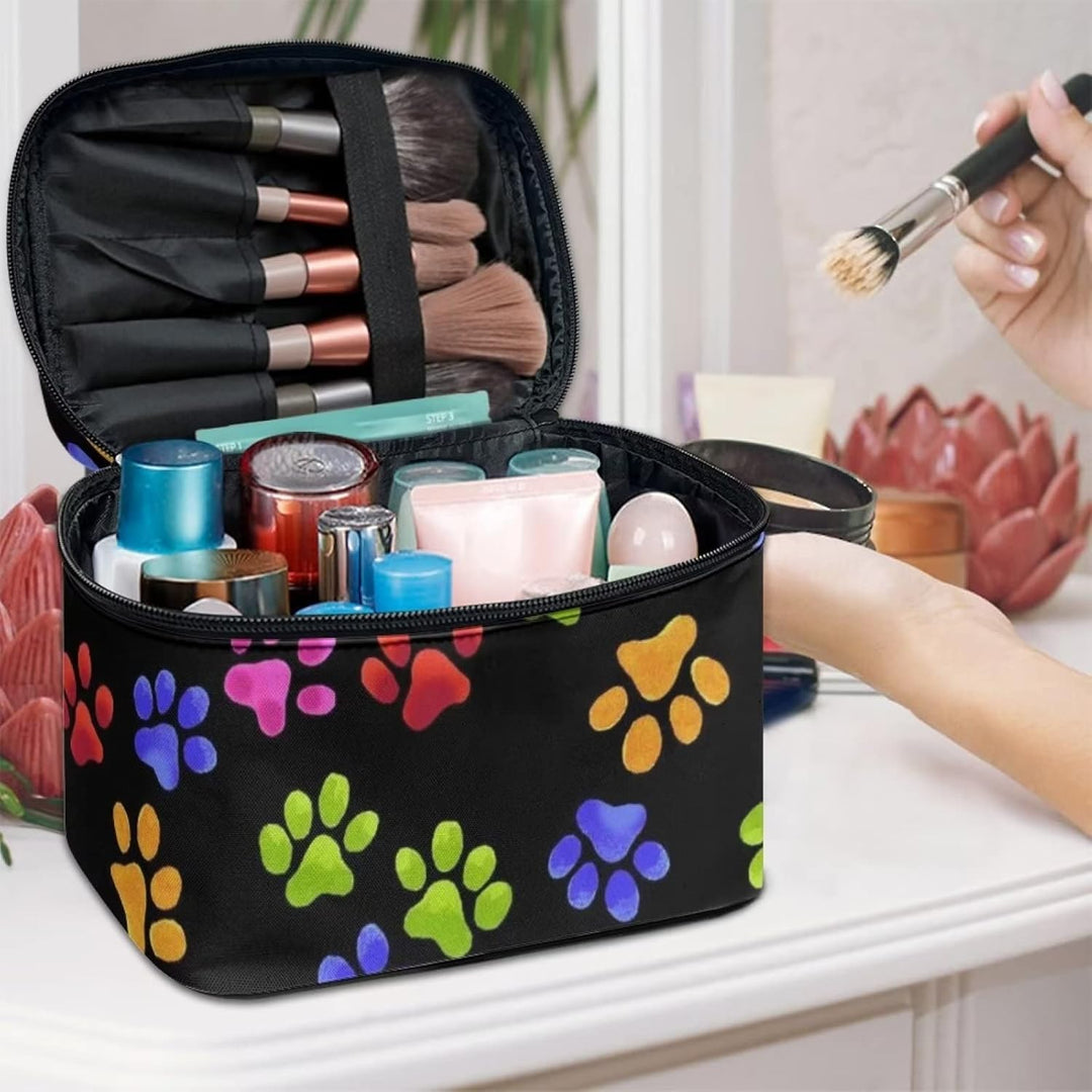 Dolyues Reise-Kosmetiktasche, grosse Kapazität, multifunktionale Aufbewahrungstasche, Bunte Pfotenab
