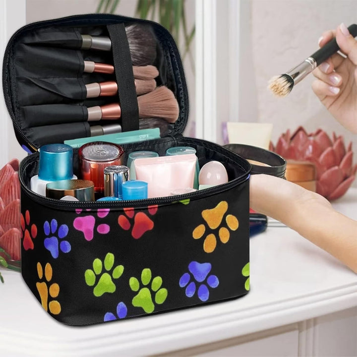 Dolyues Reise-Kosmetiktasche, grosse Kapazität, multifunktionale Aufbewahrungstasche, Bunte Pfotenab