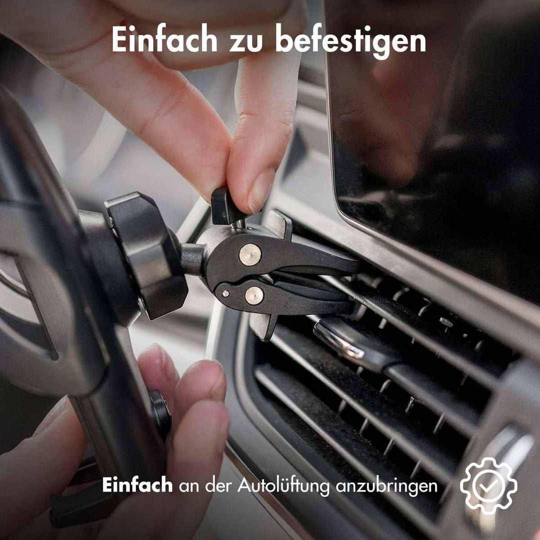 iMoshion Handyhalterung Auto Carbon – 360° drehbar & Automatik-System für alle Smartphones (4,7–7 Zo