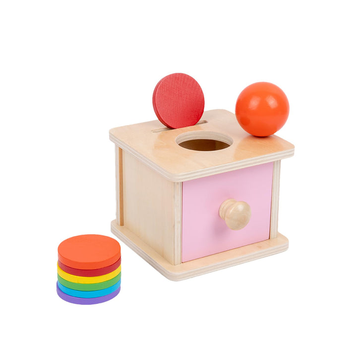 Adena Montessori Spielzeug ab 6 Monate – 2-in-1 Holz Münzbox & Ballbox für Babys – Lernspielzeug zur
