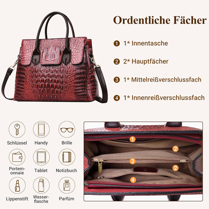 DIRRONA Elegant Damen Umhängetasche Retro Handtasche Casual Reise Schultertasche Gross Kapazität Umh