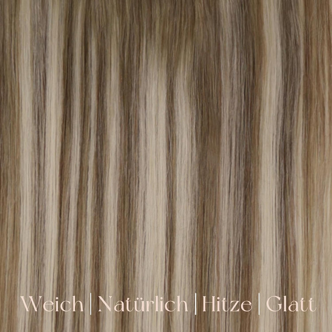 Easyouth Clip Extensions Echthaar Balayage Blond Echthaar Clip in Extensions Remy Haar Mittelbraun O