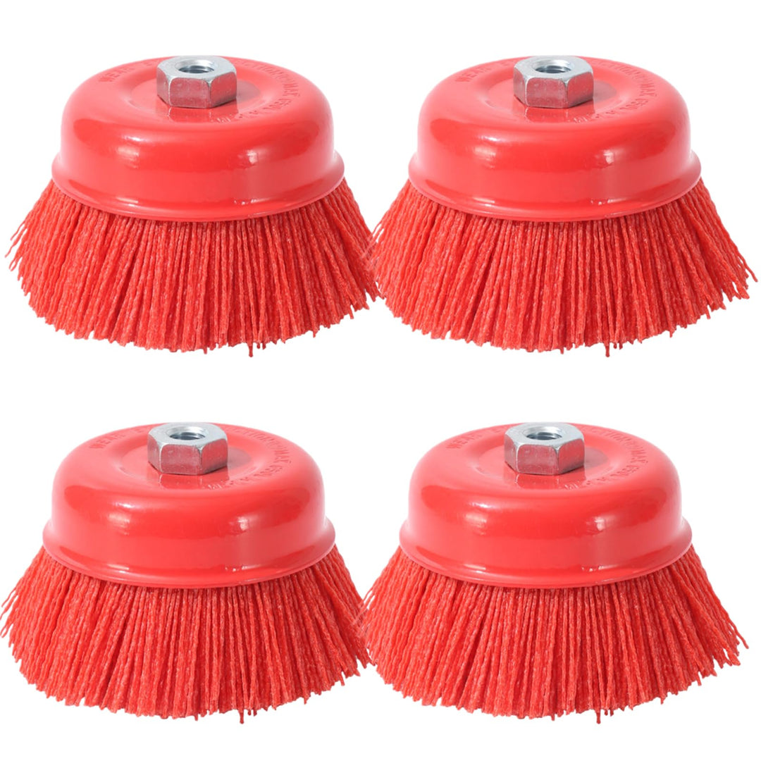 4 Stück Nylon Topfbürste Winkelschleifer M14, 75mm Nylonbürste, Schleifbürste, Topfbürste für Bohrma