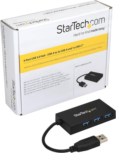 StarTech.com 4 Port USB 3.0 Hub - USB-A zu 3x USB-A und 1x USB-C - Reise USB Hub - Mobiler USB-C Hub