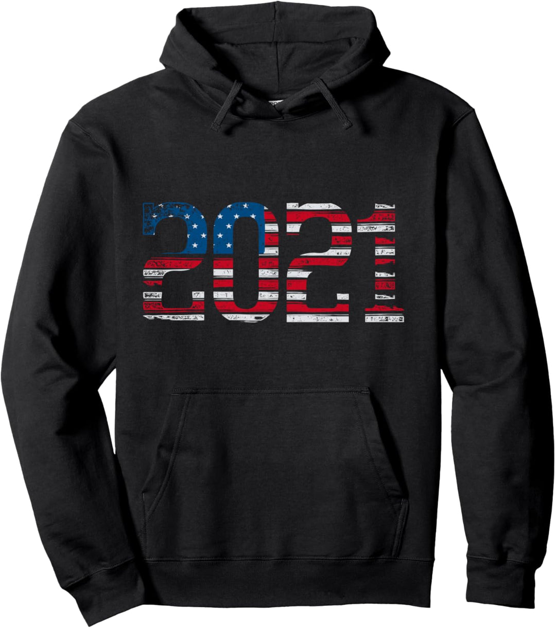 USA Flagge 2021 Neujahr Party Geschenk Frohes Neues Jahr Pullover Hoodie