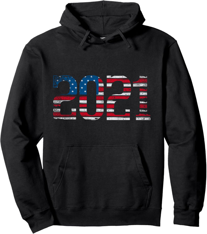 USA Flagge 2021 Neujahr Party Geschenk Frohes Neues Jahr Pullover Hoodie